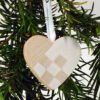Heart Basket Ornament - Wooden - White
