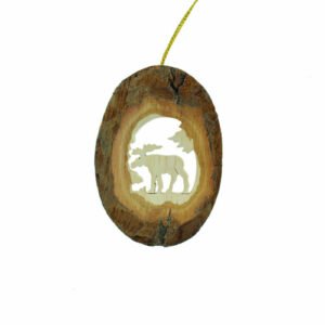 Bark Moose Oval Ornament - 3"