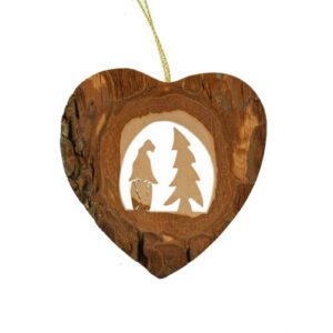 Gnome Heart Bark Ornament - 3"